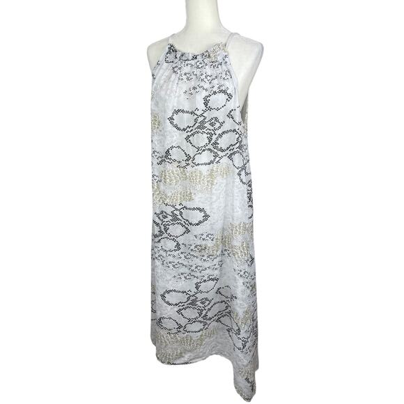 Made In Italy 100% Linen Maxi Dress Boho Vacation Beach Resort Neutral Size M/L - Picture 6 of 15